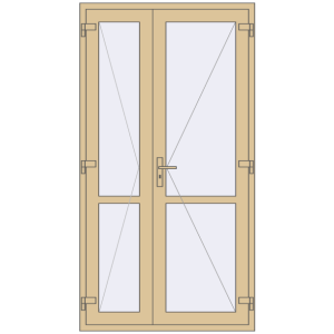 Алюмінієві двері 1200x2250 мм Штульпові полуторні з імпостом (комплектація: За замовчуванням). Вид зсередини Купити Внутрішні двері 1200x2250 мм Altest RAL 1014 Ivory з двох сторін