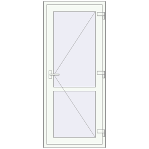 Металопластикові двері 800x1880 мм Одностулкові з імпостом (комплектація: За замовчуванням). Вид зсередини Купити Внутрішні двері 800x1880 мм REHAU Т94/60 Білий (RAL 9016) з двох сторін