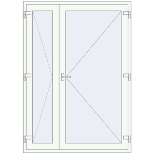 Металопластикові двері 1500x2100 мм Штульпові полуторні (комплектація: За замовчуванням). Вид зсередини Купити Внутрішні двері 1500x2100 мм REHAU Z74/60 Білий (RAL 9016) з двох сторін