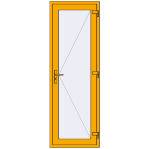 Алюмінієві двері 750x2200 мм Одностулкові (комплектація: За замовчуванням). Вид зсередини Купити Внутрішні двері 750x2200 мм Altest RAL 1003 Signal yellow з двох сторін