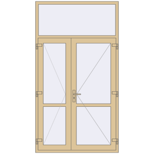 Алюмінієві двері 1400x2550 мм Двостулкові з фрамугою (комплектація: За замовчуванням). Вид зсередини Купити Внутрішні двері 1400x2550 мм Altest RAL 1014 Ivory з двох сторін