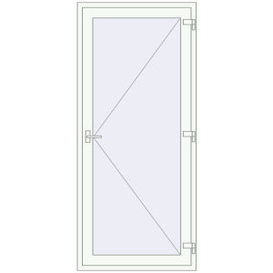 Металопластикові двері 1000x2250 мм Одностулкові (комплектація: За замовчуванням). Вид зсередини Купити Міжкімнатні двері 1000x2250 мм REHAU Т118/60 Вхідні двері, відкривання назовні