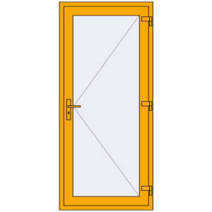 Алюмінієві двері 900x2000 мм Одностулкові (комплектація: За замовчуванням). Вид зсередини Купити Внутрішні двері 900x2000 мм Altest RAL 1003 Signal yellow з двох сторін