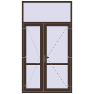 Алюмінієві двері 1400x2550 мм Двостулкові з фрамугою (комплектація: За замовчуванням). Вид зсередини Купити Внутрішні двері 1400x2550 мм Altest RAL 8017 Chocolate brown з двох сторін