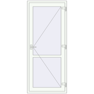 Металопластикові двері 900x2100 мм Одностулкові з імпостом (комплектація: За замовчуванням). Вид зсередини Купити Внутрішні двері 900x2100 мм REHAU Т94/60 Білий (RAL 9016) з двох сторін