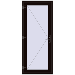 Металопластикові двері 900x2100 мм Одностулкові (комплектація: За замовчуванням). Вид зсередини Купити Внутрішні двері 900x2100 мм REHAU Т94/60 BLACK_BROWN з двох сторін