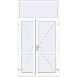 Алюмінієві двері 1400x2550 мм Двостулкові з фрамугою (комплектація: За замовчуванням). Вид зсередини Купити Внутрішні двері 1400x2550 мм Altest RAL 9016 Traffic white з двох сторін