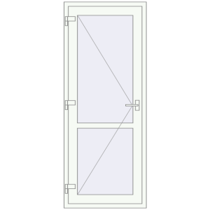 Металопластикові двері 800x2000 мм Одностулкові з імпостом (комплектація: За замовчуванням). Вид зсередини Купити Внутрішні двері 800x2000 мм REHAU Т94/60 Білий (RAL 9016) з двох сторін
