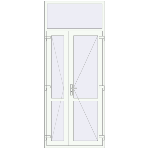 Алюмінієві двері 1130x2730 мм Двостулкові з фрамугою (комплектація: За замовчуванням). Вид зсередини Купити Внутрішні двері 1130x2730 мм Altest RAL 9016 Traffic white з двох сторін