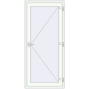 Металопластикові двері 900x2000 мм Одностулкові (комплектація: За замовчуванням). Вид зсередини Купити Внутрішні двері 900x2000 мм REHAU Т94/60 Білий (RAL 9016) з двох сторін