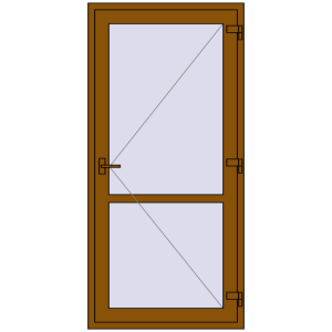 Металопластикові двері 980x2050 мм Одностулкові з імпостом (комплектація: За замовчуванням). Вид зсередини Купити Внутрішні двері 980x2050 мм REHAU Т94/60 GOLDEN OAK з двох сторін