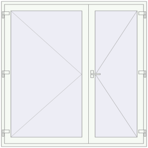 Металопластикові двері 2000x2000 мм Штульпові полуторні (комплектація: За замовчуванням). Вид зсередини Купити Внутрішні двері 2000x2000 мм REHAU Т94/60 Білий (RAL 9016) з двох сторін
