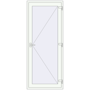 Металопластикові двері 880x2200 мм Одностулкові (комплектація: За замовчуванням). Вид зсередини Купити Міжкімнатні двері 880x2200 мм REHAU Т118/70 Вхідні двері, відкривання назовні
