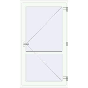 Металопластикові двері 1050x1880 мм Одностулкові з імпостом (комплектація: За замовчуванням). Вид зсередини Купити Внутрішні двері 1050x1880 мм REHAU Т94/60 Білий (RAL 9016) з двох сторін