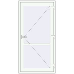 Металопластикові двері 930x1840 мм Одностулкові з імпостом (комплектація: За замовчуванням). Вид зсередини Купити Внутрішні двері 930x1840 мм REHAU Т94/60 Білий (RAL 9016) з двох сторін