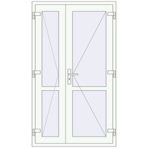 Металопластикові двері 1100x1900 мм Штульпові полуторні з імпостом (комплектація: Базова). Вид зсередини Купити Внутрішні двері 1100x1900 мм REHAU Z74/60 Білий (RAL 9016) з двох сторін