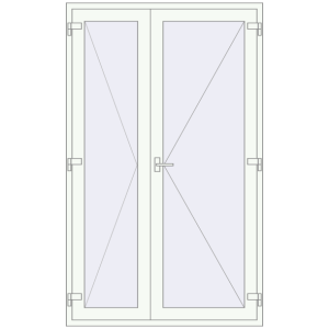 Металопластикові двері 1400x2300 мм Штульпові полуторні (комплектація: За замовчуванням). Вид зсередини Купити Внутрішні двері 1400x2300 мм REHAU Т94/60 Білий (RAL 9016) з двох сторін
