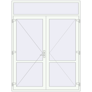 Металопластикові двері 1900x2500 мм Двостулкові з фрамугою (комплектація: Оптимальна). Вид зсередини Купити Внутрішні двері 1900x2500 мм REHAU Z74/60 Білий (RAL 9016) з двох сторін