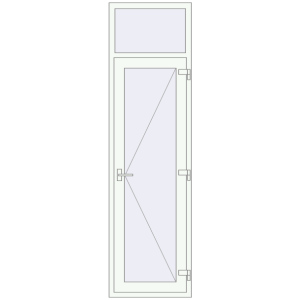 Металопластикові двері 700x2500 мм з фрамугою (комплектація: Базова). Вид зсередини Купити Внутрішні двері 700x2500 мм REHAU Т94/60 Білий (RAL 9016) з двох сторін