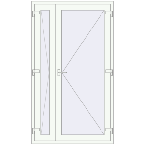 Металопластикові двері 1200x2100 мм Штульпові полуторні (комплектація: За замовчуванням). Вид зсередини Купити Внутрішні двері 1200x2100 мм REHAU Т94/60 Білий (RAL 9016) з двох сторін