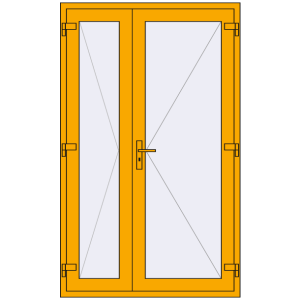 Алюмінієві двері 1250x2050 мм Штульпові полуторні (комплектація: За замовчуванням). Вид зсередини Купити Внутрішні двері 1250x2050 мм Altest RAL 1003 Signal yellow з двох сторін