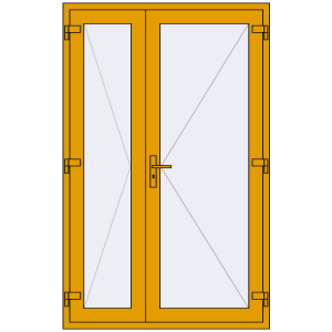 Алюмінієві двері 1300x2050 мм Штульпові полуторні (комплектація: За замовчуванням). Вид зсередини Купити Внутрішні двері 1300x2050 мм Altest RAL 1004 Golden yellow з двох сторін
