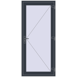 Металопластикові двері 960x2050 мм Одностулкові (комплектація: Базова). Вид зсередини Купити Внутрішні двері 960x2050 мм REHAU Т94/60 ANTHRACITE_GREY_STRUKTURAL з двох сторін