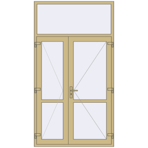 Алюмінієві двері 1400x2550 мм Двостулкові з фрамугою (комплектація: За замовчуванням). Вид зсередини Купити Внутрішні двері 1400x2550 мм Altest RAL 1000 Green beige з двох сторін
