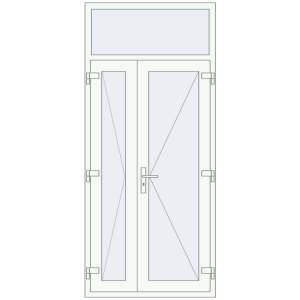 Металопластикові двері 1020x2300 мм Двостулкові (комплектація: Базова). Вид зсередини Купити Внутрішні двері 1020x2300 мм REHAU Т94/60 Білий (RAL 9016) з двох сторін