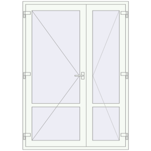 Металопластикові двері 1500x2100 мм Штульпові полуторні з імпостом (комплектація: За замовчуванням). Вид зсередини Купити Внутрішні двері 1500x2100 мм REHAU Z74/60 Білий (RAL 9016) з двох сторін