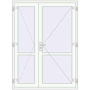 Металопластикові двері 1500x2030 мм Штульпові полуторні з імпостом (комплектація: Преміум). Вид зсередини Купити Внутрішні двері 1500x2030 мм REHAU Т94/60 Білий (RAL 9016) з двох сторін