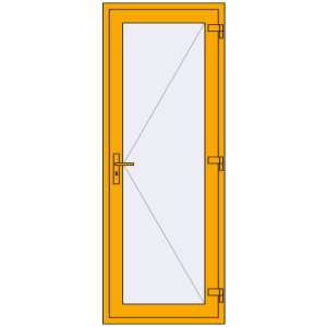 Алюмінієві двері 800x2100 мм Одностулкові (комплектація: За замовчуванням). Вид зсередини Купити Внутрішні двері 800x2100 мм Altest RAL 1003 Signal yellow з двох сторін