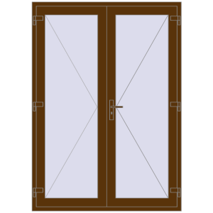 Металопластикові двері 1500x2100 мм Штульпові полуторні (комплектація: За замовчуванням). Вид зсередини Купити Внутрішні двері 1500x2100 мм REHAU Z74/60 WALNUT з двох сторін