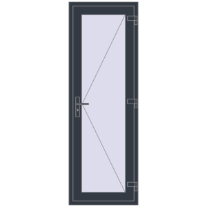 Металопластикові двері 700x2050 мм Одностулкові (комплектація: Оптимальна). Вид зсередини Купити Внутрішні двері 700x2050 мм REHAU Т94/60 ANTHRACITE_GREY_STRUKTURAL з двох сторін