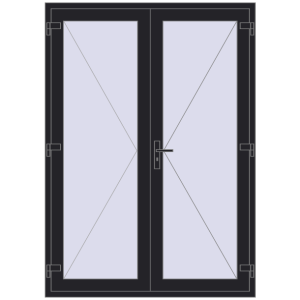 Металопластикові двері 1500x2100 мм Штульпові полуторні (комплектація: За замовчуванням). Вид зсередини Купити Внутрішні двері 1500x2100 мм REHAU Z74/60 BLACK_ULTI-MATT з двох сторін