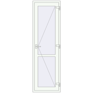 Металопластикові двері 700x2300 мм Одностулкові з імпостом (комплектація: За замовчуванням). Вид зсередини Купити Внутрішні двері 700x2300 мм REHAU Т94/60 Білий (RAL 9016) з двох сторін
