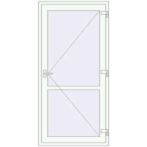 Металопластикові двері 1000x2050 мм Одностулкові з імпостом (комплектація: За замовчуванням). Вид зсередини Купити Внутрішні двері 1000x2050 мм REHAU Т94/60 Білий (RAL 9016) з двох сторін