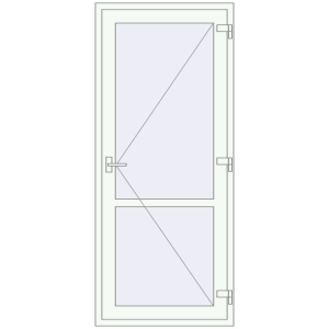 Металопластикові двері 900x2100 мм Одностулкові з імпостом (комплектація: Базова). Вид зсередини Купити Внутрішні двері 900x2100 мм REHAU Z74/60 Білий (RAL 9016) з двох сторін