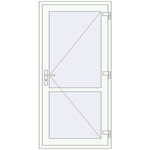 Металопластикові двері 930x1900 мм Одностулкові з імпостом (комплектація: Базова). Вид зсередини Купити Внутрішні двері 930x1900 мм REHAU Z74/60 Білий (RAL 9016) з двох сторін