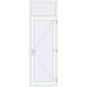 Металопластикові двері 870x2700 мм з фрамугою (комплектація: Оптимальна). Вид зсередини Купити Внутрішні двері 870x2700 мм REHAU Т94/60 Білий (RAL 9016) з двох сторін