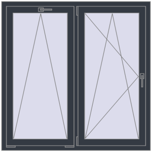 Купити Вікна 1300x1300 мм REHAU Euro 70 ANTHRACITE_GREY_STRUKTURAL з двох сторін