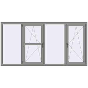 Купити Вікна 2400x1200 мм Altest Pony 375 RAL 9007 Grey aluminium з двох сторін