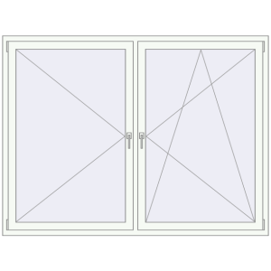 Металопластикове вікно 2000x1500 мм Двостулкове (комплектація: За замовчуванням). Вид зсередини Купити Вікна 2000x1500 мм REHAU Euro 70 Білий (RAL 9016) з двох сторін