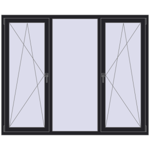 Купити Вікна 1900x1550 мм REHAU Euro 70 BLACK_ULTI-MATT з двох сторін