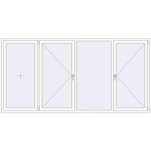 Алюмінієве вікно 3000x1500 мм Із чотирьох частин (комплектація: За замовчуванням). Вид зсередини Купити Вікна 3000x1500 мм Altest Pony 375 RAL 9016 Traffic white з двох сторін