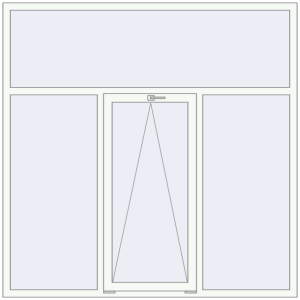 Металопластикове вікно 2000x2000 мм Тристулкове з фрамугою (комплектація: За замовчуванням). Вид зсередини Купити Вікна 2000x2000 мм REHAU Euro 60 Білий (RAL 9016) з двох сторін