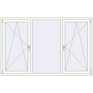 Металопластикове вікно 2050x1300 мм Тристулкове (комплектація: За замовчуванням). Вид зсередини Купити Вікна 2050x1300 мм REHAU Euro 70 Білий (RAL 9016) з двох сторін