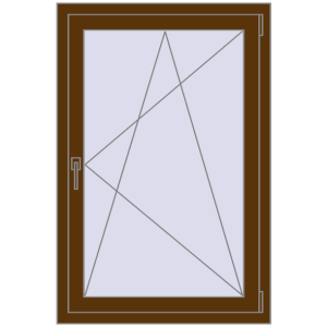 Металопластикове вікно 800x1200 мм Одностулкове (комплектація: За замовчуванням). Вид зсередини Купити Вікна 800x1200 мм REHAU Brillant-Design WALNUT з двох сторін