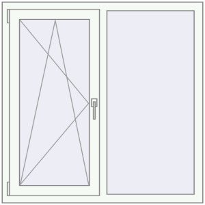 Металопластикове вікно 1160x1160 мм Двостулкове (комплектація: Преміум). Вид зсередини Купити Вікна 1160x1160 мм REHAU Brillant-Design Білий (RAL 9016) з двох сторін