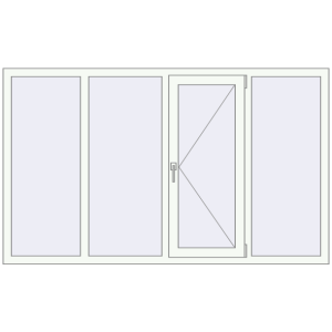 Металопластикове вікно 2000x1200 мм Із чотирьох частин (комплектація: Базова). Вид зсередини Купити Вікна 2000x1200 мм REHAU Euro 60